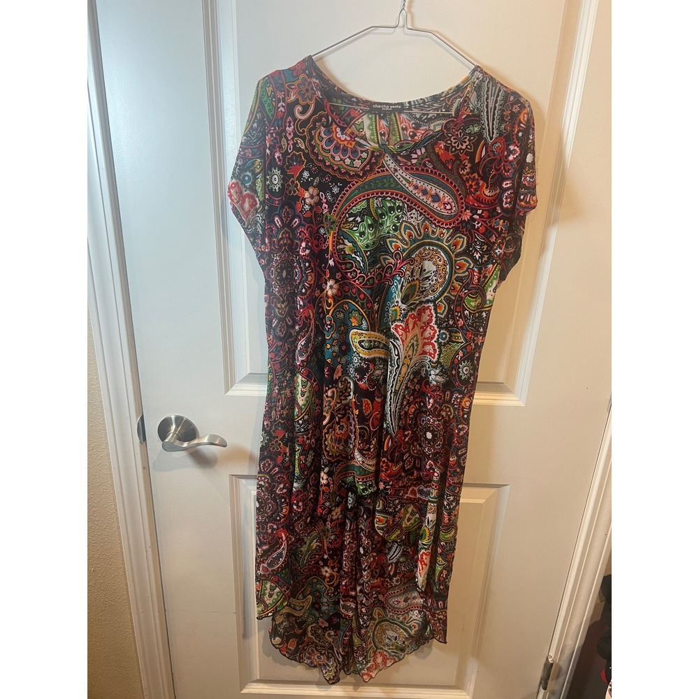 Cha Cha Vente Womens High Low Dress Paisley Multicolor Medium